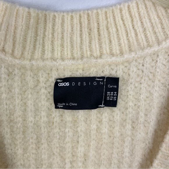ASOS Size 24 Plus V-Neck Sweater Vest Cream Knit Soft WSB - Picture 2 of 5